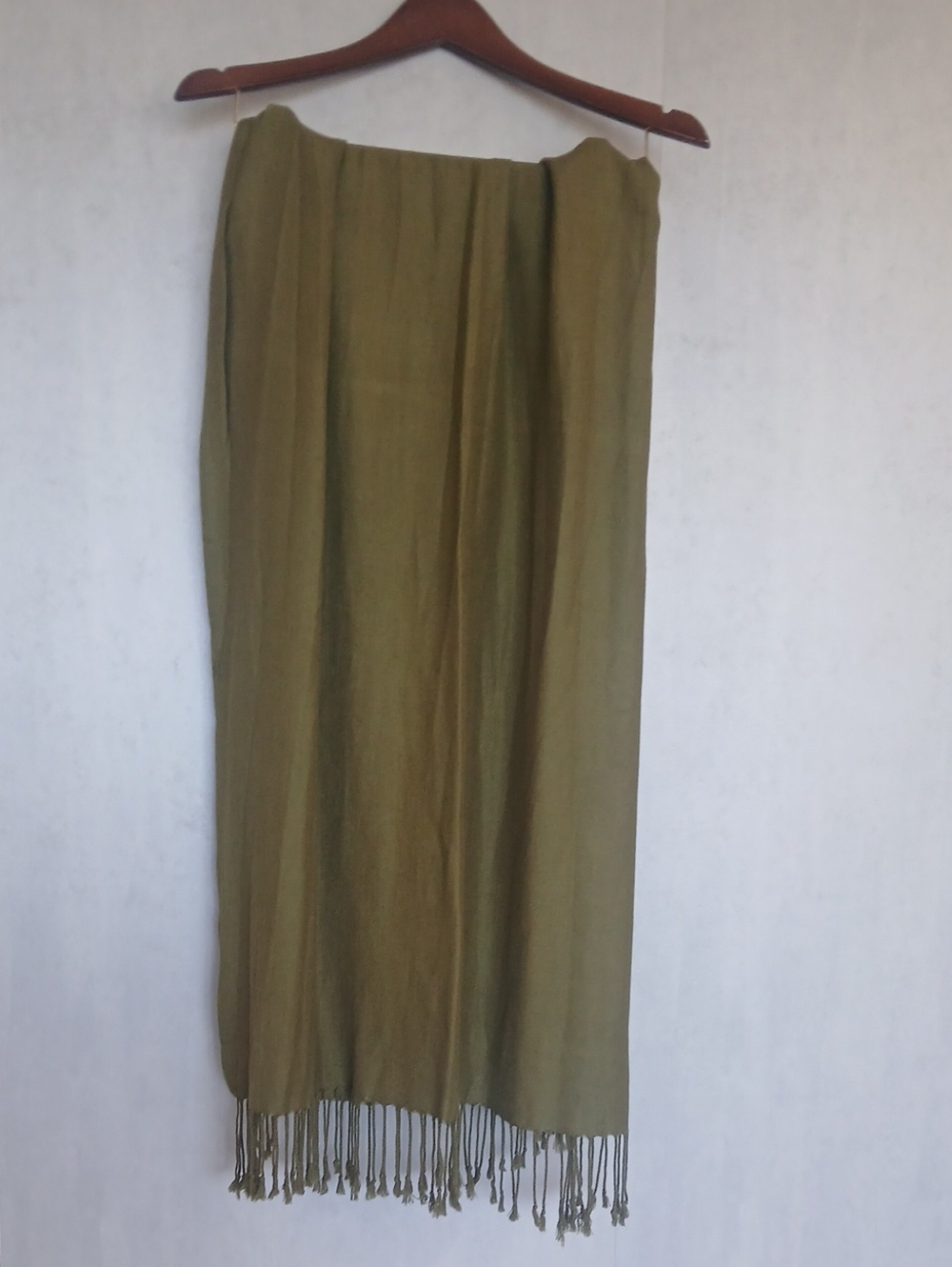 Olive Green  Fringe Shawl